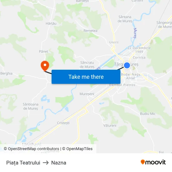 Piața Teatrului to Nazna map
