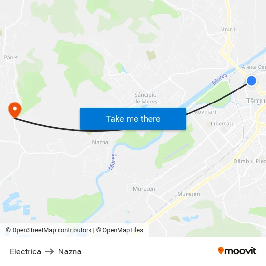 Electrica to Nazna map
