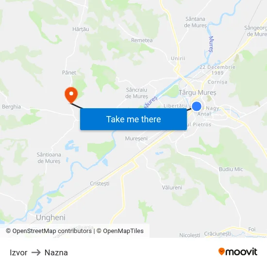 Izvor to Nazna map