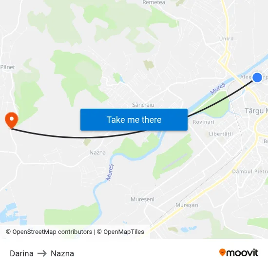 Darina to Nazna map