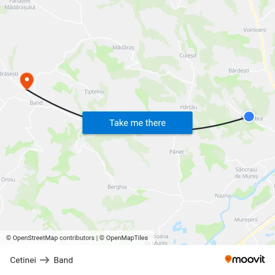 Cetinei to Band map