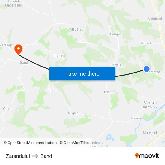 Zărandului to Band map