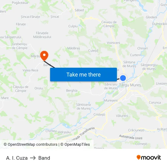 A. I. Cuza to Band map