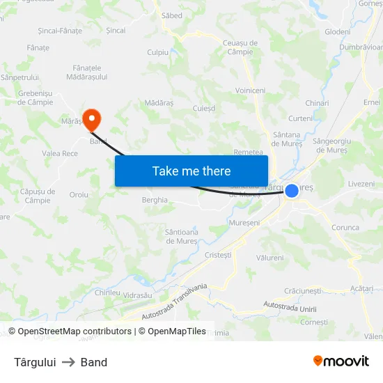 Târgului to Band map