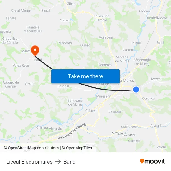 Liceul Electromureș to Band map