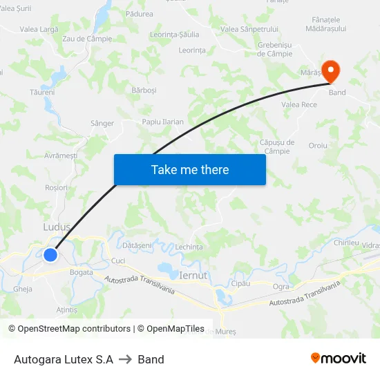 Autogara Lutex S.A to Band map