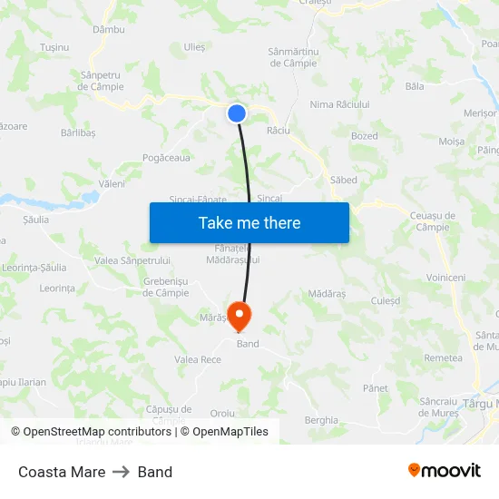 Coasta Mare to Band map