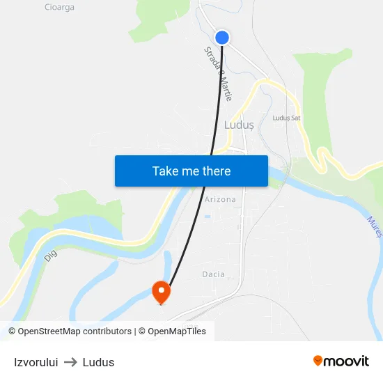 Izvorului to Ludus map