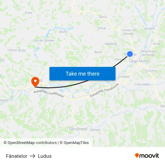Fânațelor to Ludus map