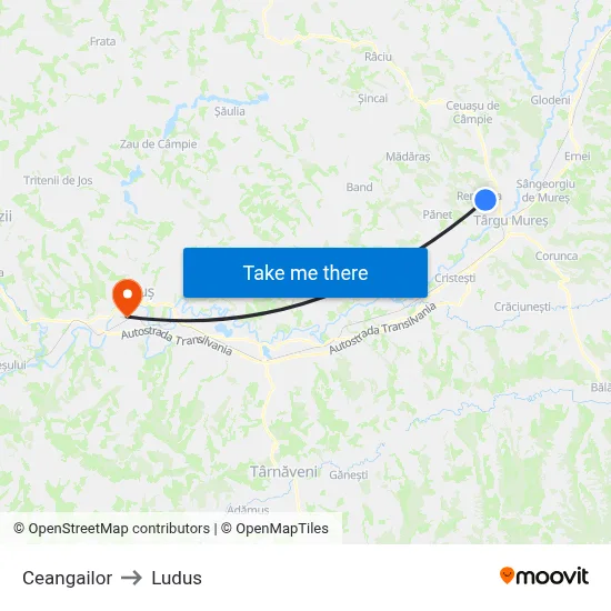 Ceangailor to Ludus map