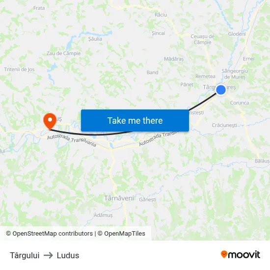 Târgului to Ludus map