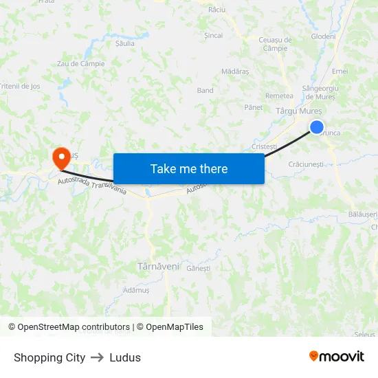 Shopping City to Ludus map