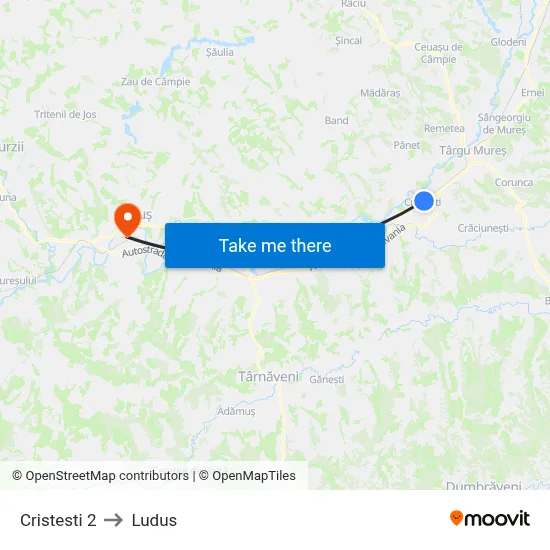 Cristești | Gării to Ludus map