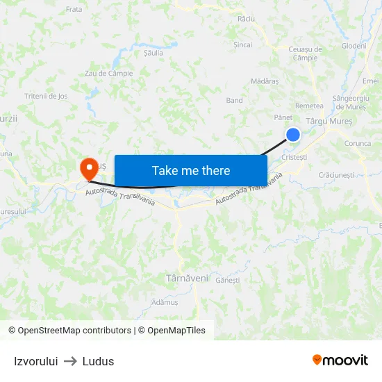 Izvorului to Ludus map