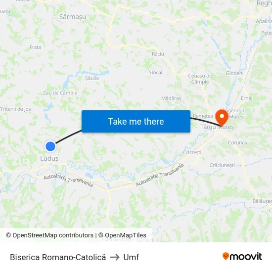 Biserica Romano-Catolică to Umf map