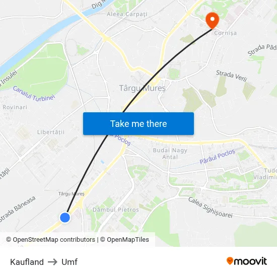 Kaufland to Umf map