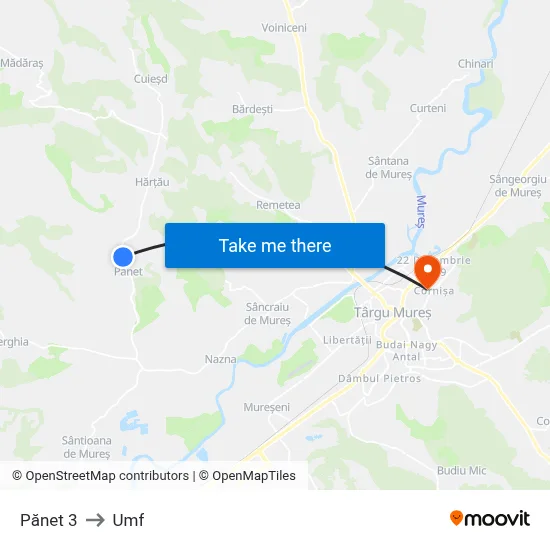 Pănet 3 to Umf map