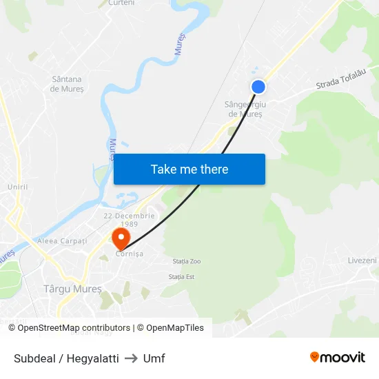Subdeal / Hegyalatti to Umf map