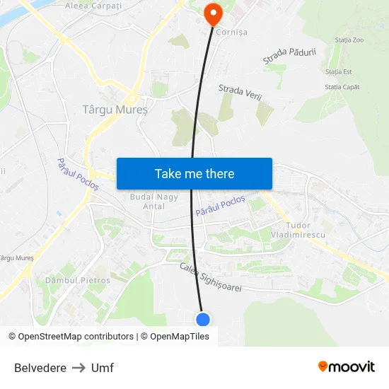 Belvedere to Umf map