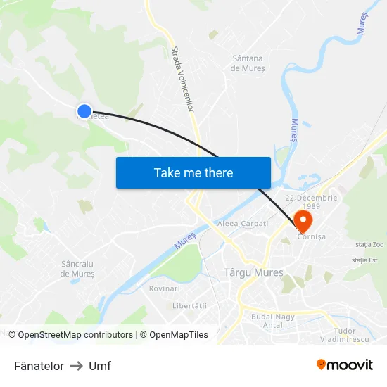 Fânațelor to Umf map