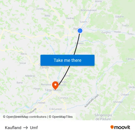 Kaufland to Umf map