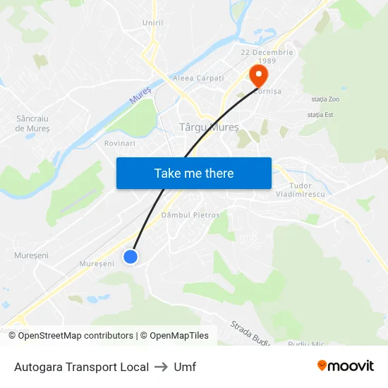 Autogara Transport Local to Umf map