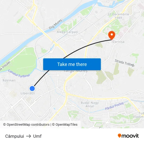 Câmpului to Umf map