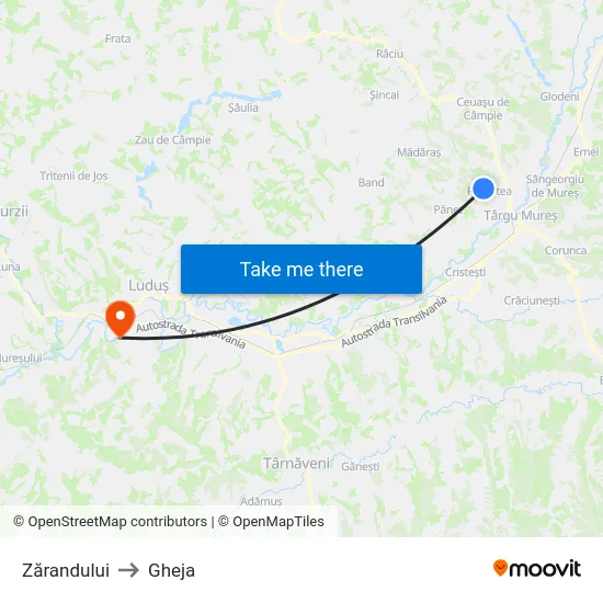 Zarandului to Gheja map