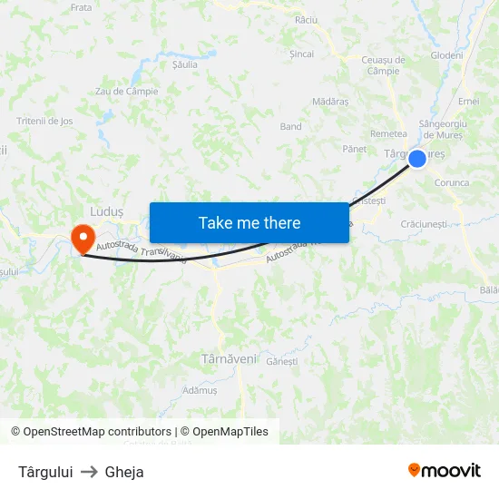 Târgului to Gheja map