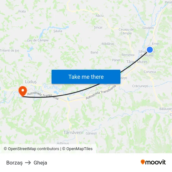 Sângeorgiu De Mureș | Attiservice to Gheja map