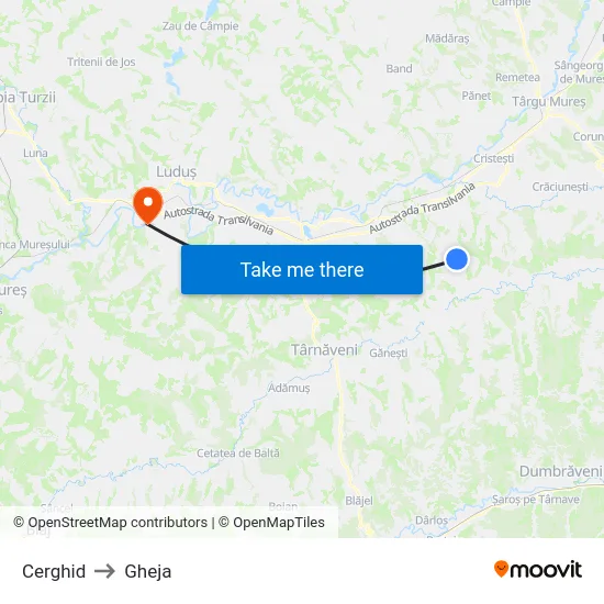 Cerghid to Gheja map