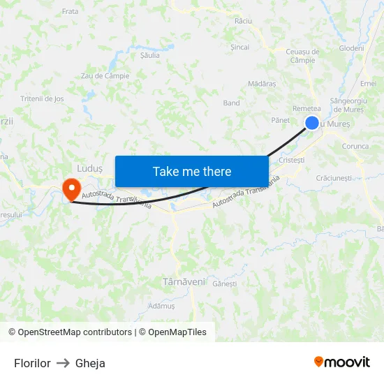 Florilor to Gheja map