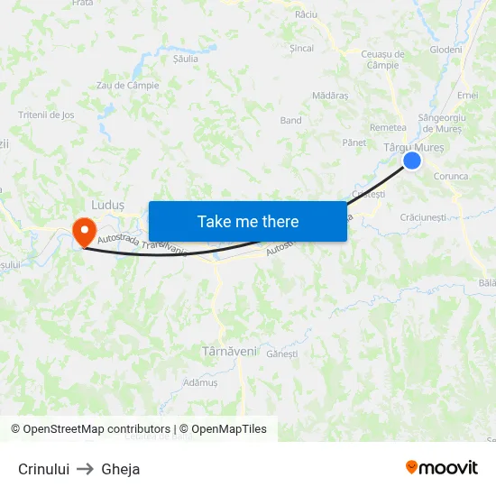 Crinului to Gheja map