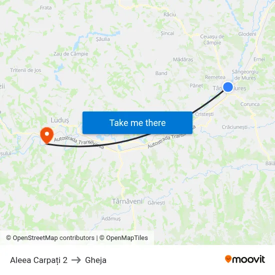 Aleea Carpați 2 to Gheja map