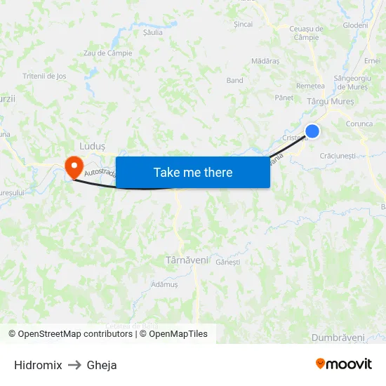 Hidromix to Gheja map