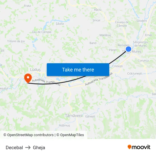 Decebal to Gheja map