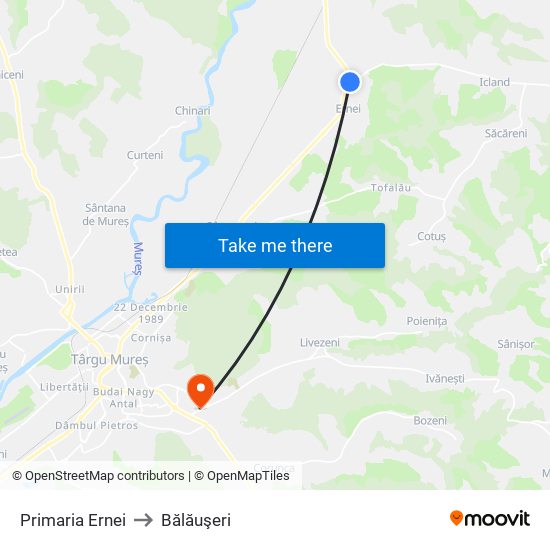 Primaria Ernei to Bălăuşeri map