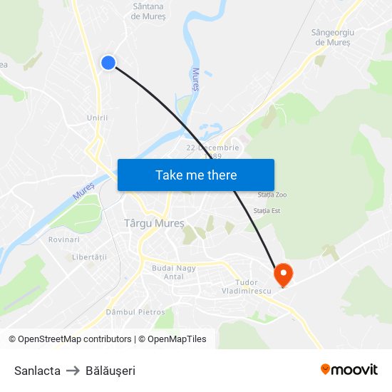 Sanlacta to Bălăuşeri map