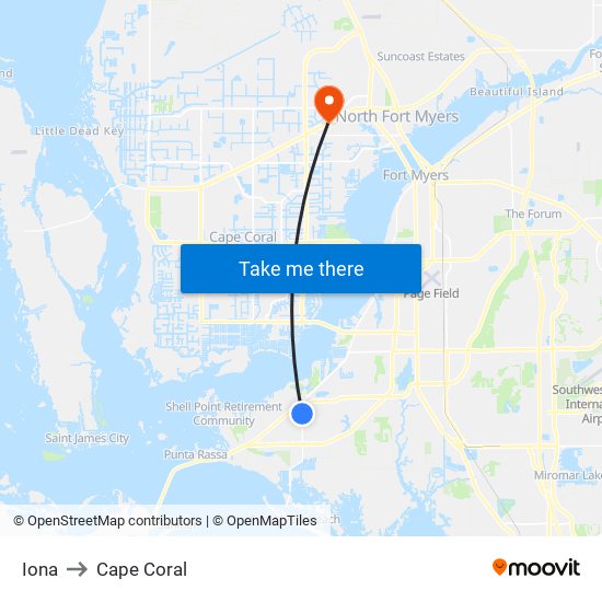 Iona to Cape Coral map