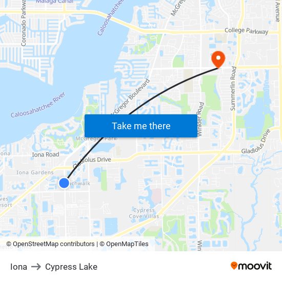 Iona to Cypress Lake map