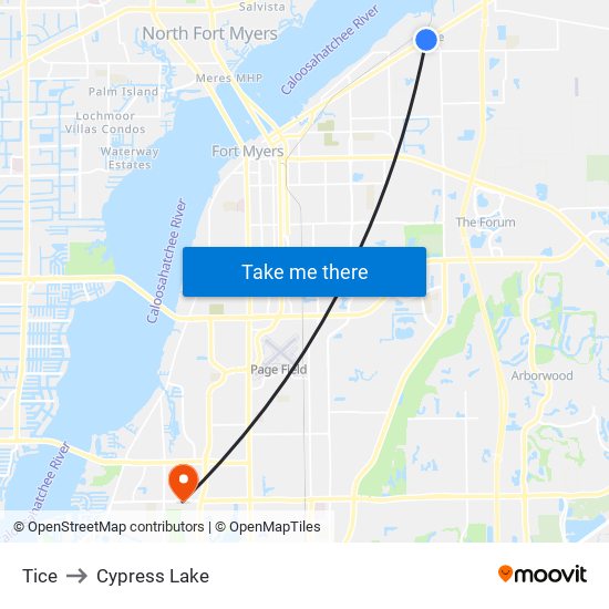 Tice to Cypress Lake map