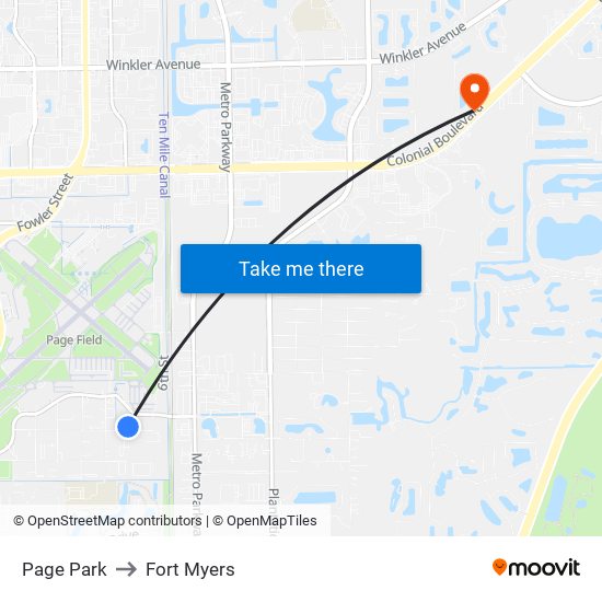 Page Park to Fort Myers map