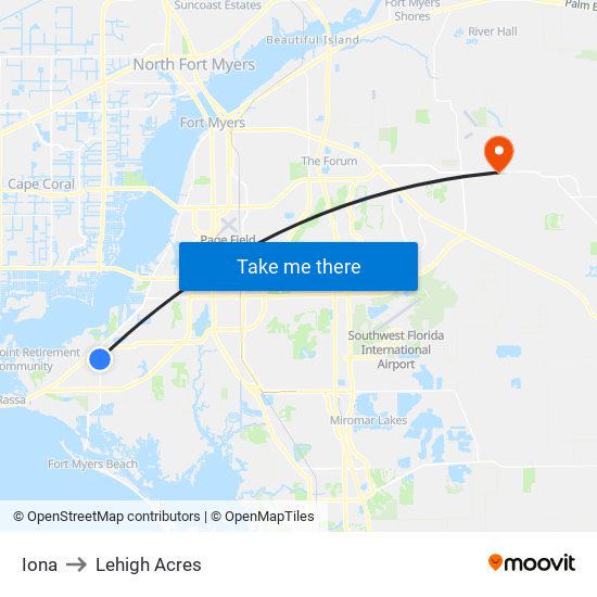 Iona to Lehigh Acres map