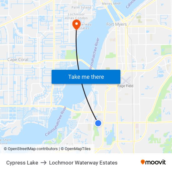 Cypress Lake to Lochmoor Waterway Estates map