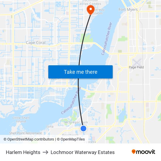 Harlem Heights to Lochmoor Waterway Estates map