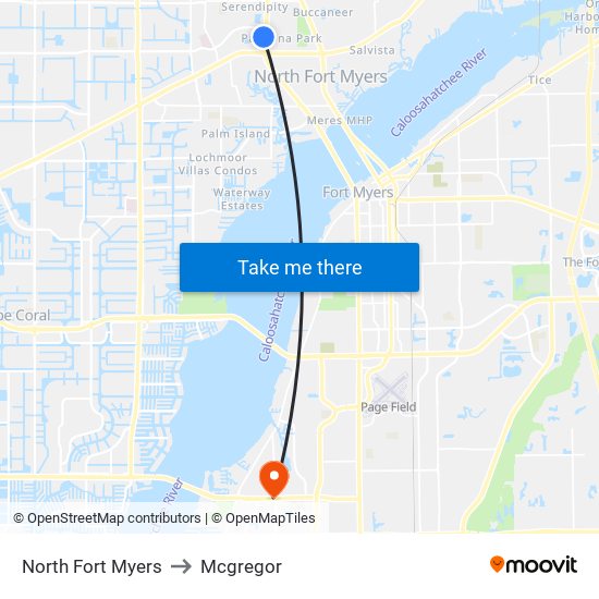 North Fort Myers to Mcgregor map