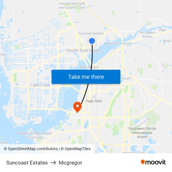 Suncoast Estates to Mcgregor map