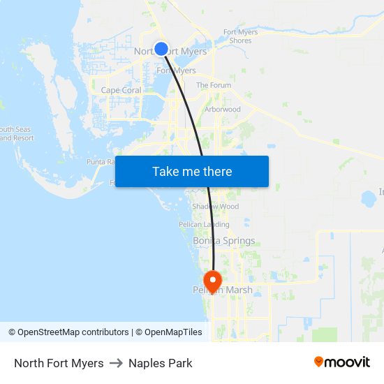 North Fort Myers to Naples Park map