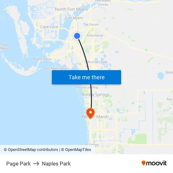 Page Park to Naples Park map