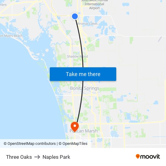 Three Oaks to Naples Park map